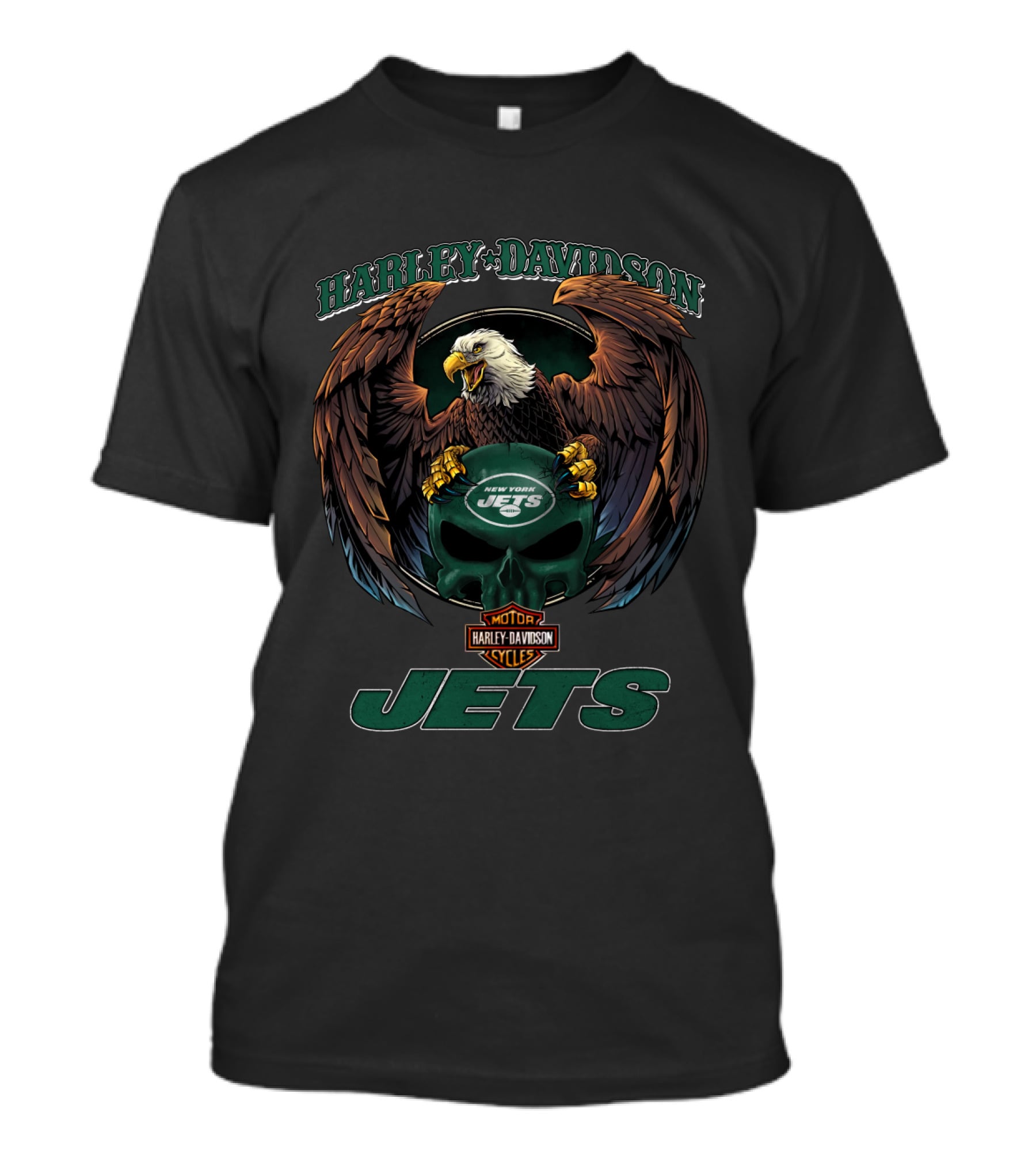 Harley Davidson Motor Cycles New York Jets Eagle T-Shirt