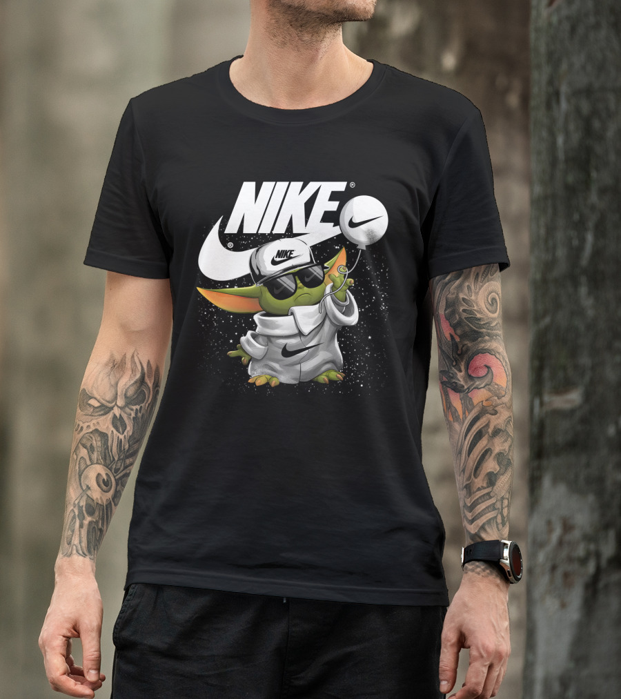 Nike Baby Yoda With Sunglasses And Balloon T-Shirt