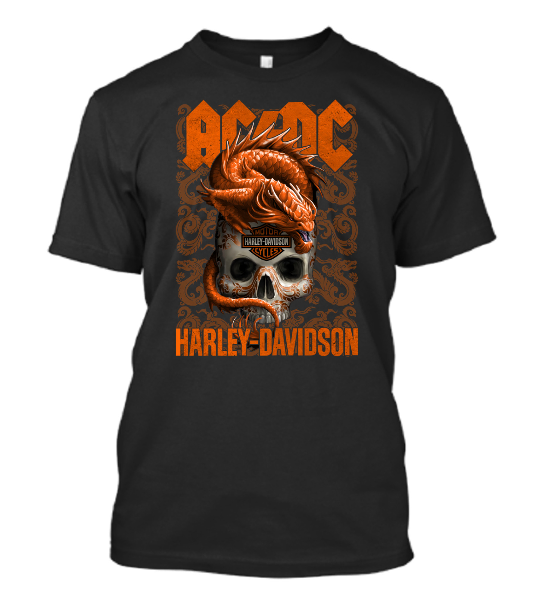 Acdc Harley Davidson Dragon Skull T-Shirt