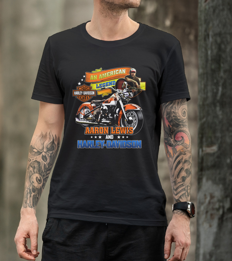 An American Legend Aaron Lewis And Harley Davidson Cycles T-Shirt