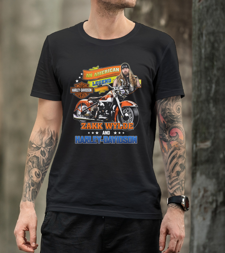 An American Legend Zakk Wylde And Harley Davidson Motorcycle Cycles T-Shirt