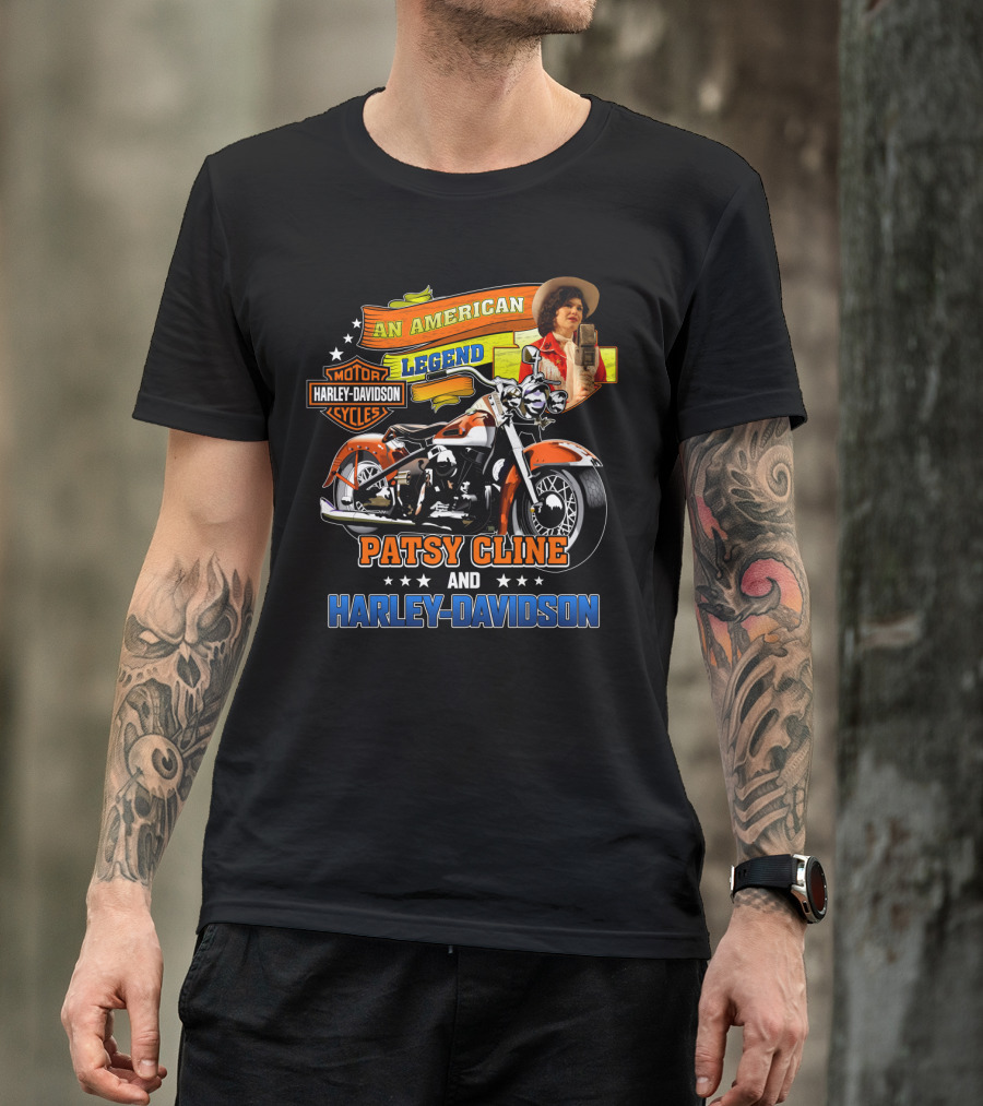 An American Legend Patsy Cline And Harley Davidson Motor Cycles T-Shirt