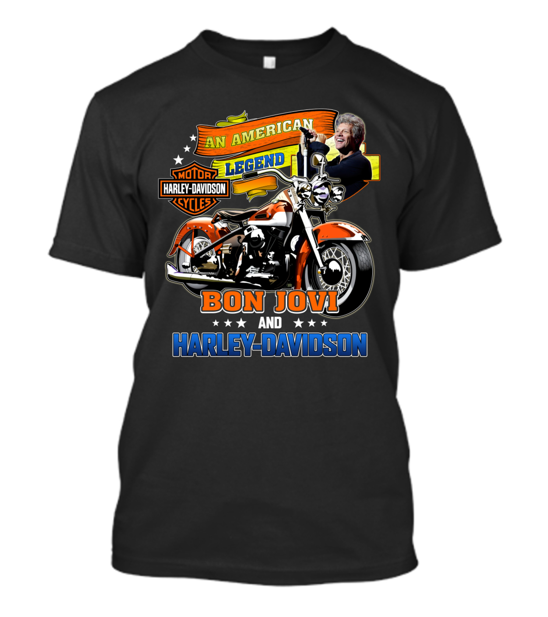 An American Legend Bon Jovi And Harley Davidson Motor Cycles T-Shirt