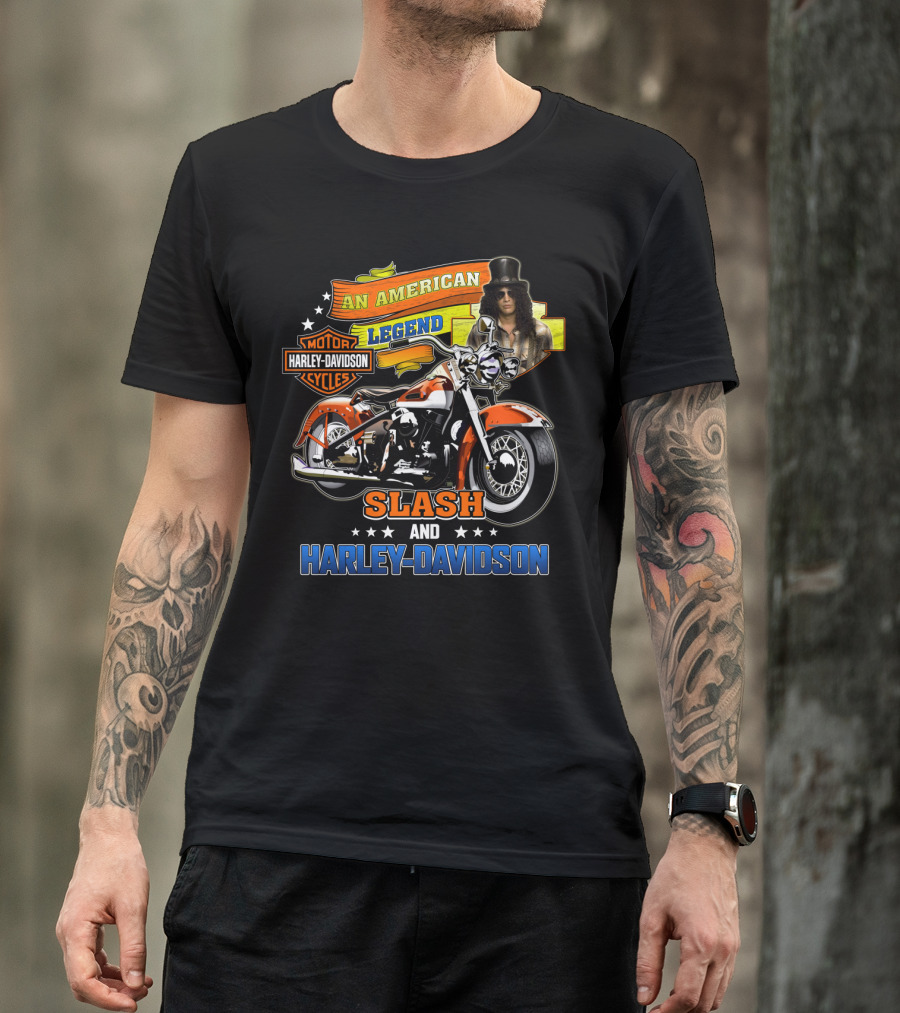 An American Legend Slash And Harley Davidson Motor Cycles T-Shirt