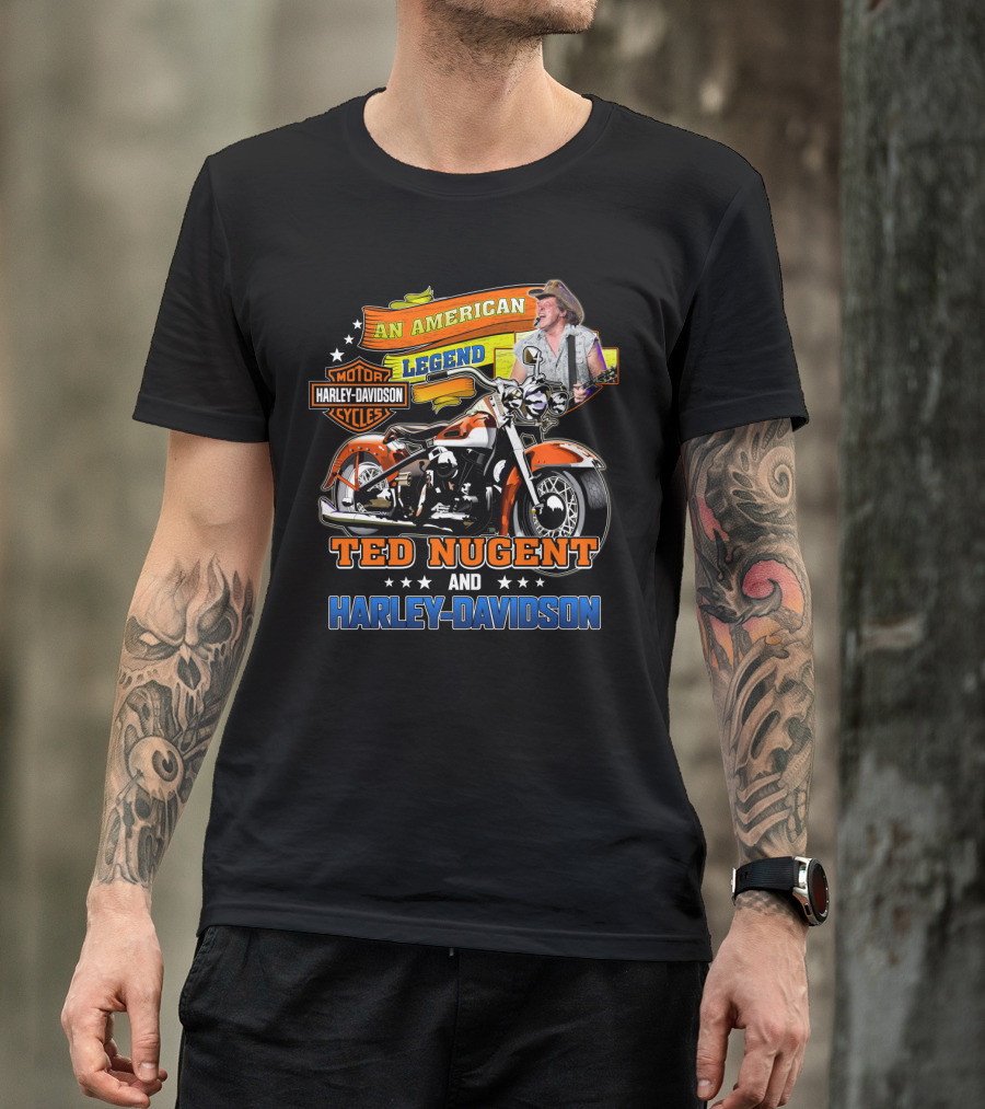 An American Legend Ted Nugent And Harley Davidson Motor Cycles T-Shirt