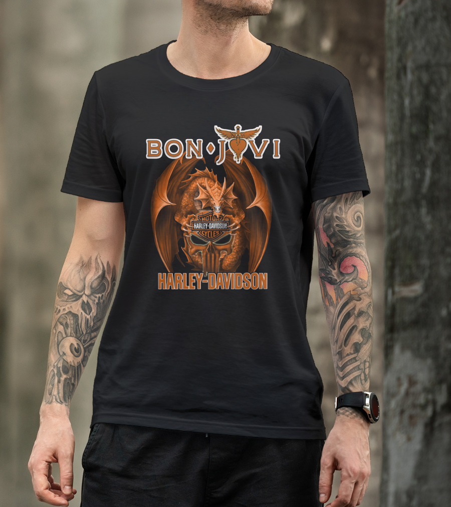Bon Jovi Harley Davidson Motorcycles Dragon T-Shirt