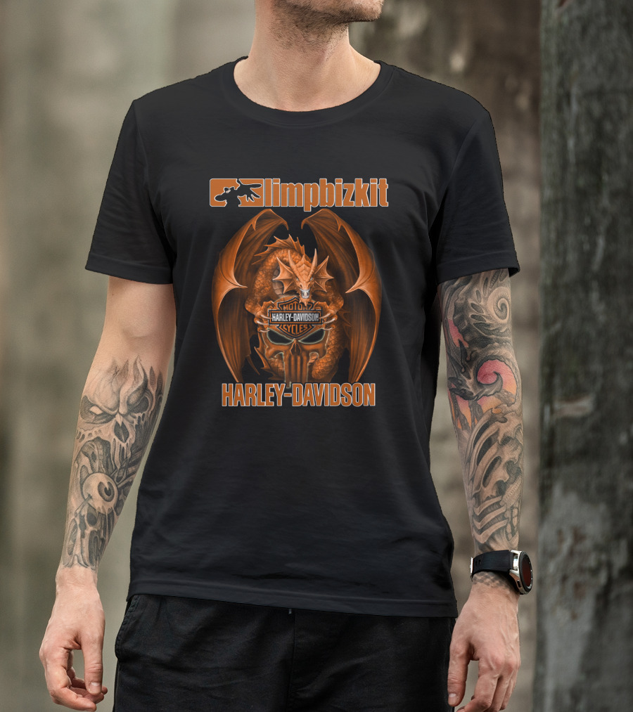 Limp Bizkit Harley Davidson Dragon Motocycles T-Shirt