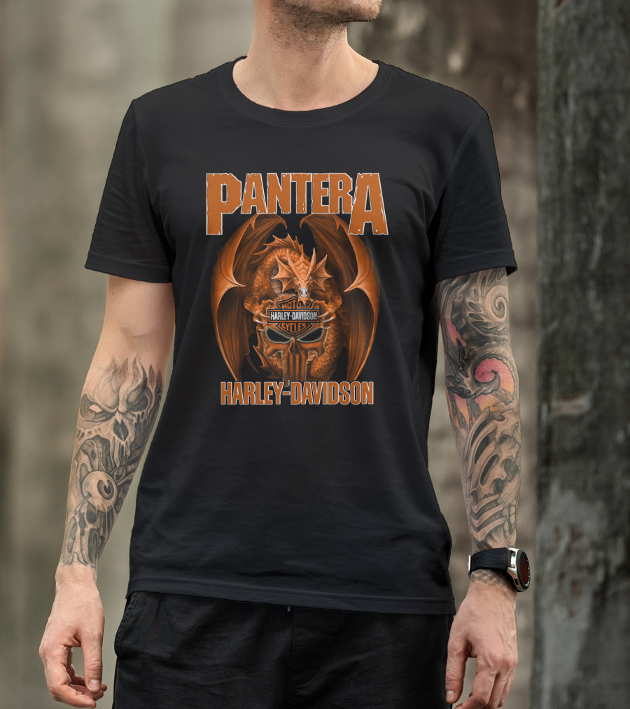 Pantera Harley Davidson Motorcycle Cycles Dragon T-Shirt