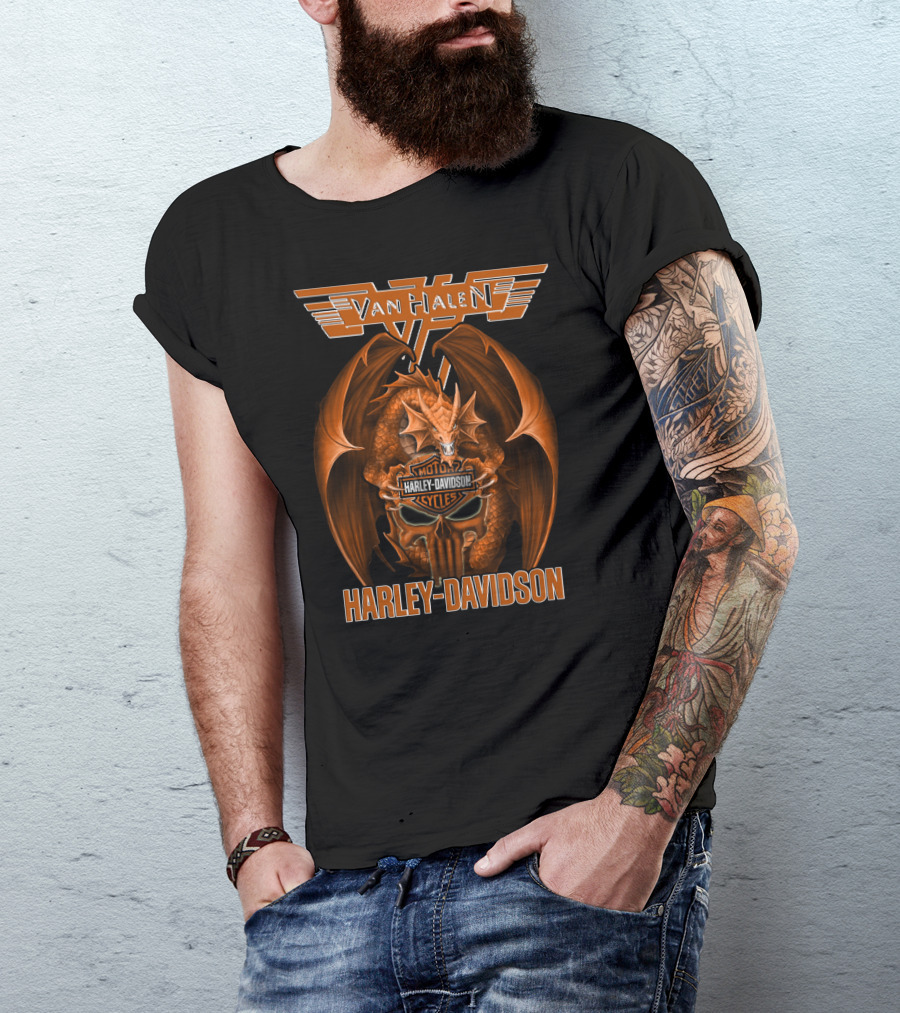 Van Halen Harley Davidson Dragon Motocycle Cycles T-Shirt