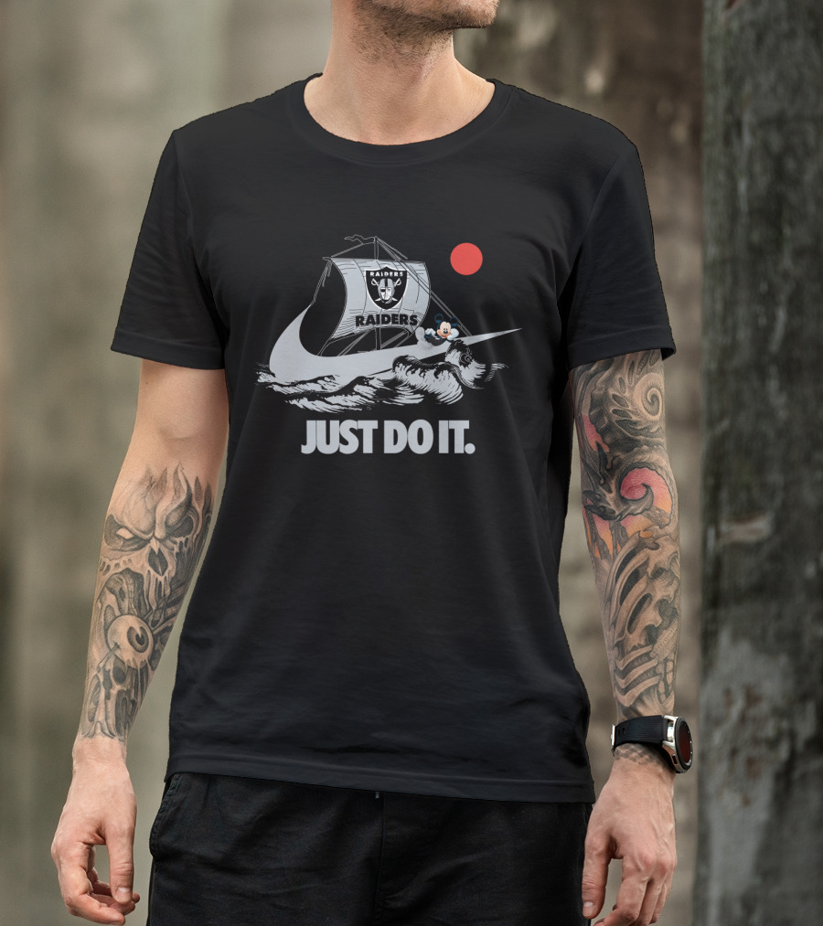 Just Do It Raiders Ship With Cartoon Mouse And Red Sun T-Shirt