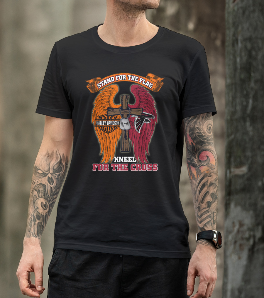 Stand For The Flag Kneel For The Cross Harley Davidson Atlanta Falcons T-Shirt