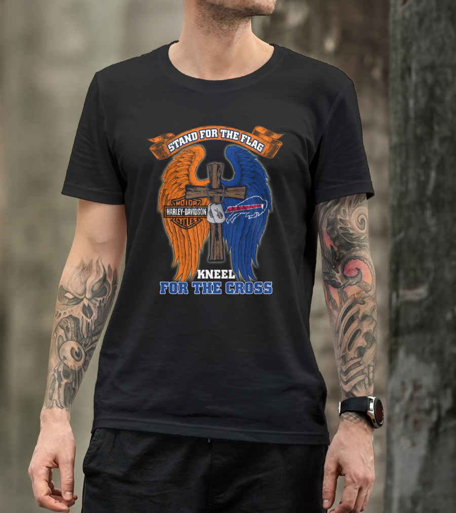 Stand For The Flag Kneel For The Cross Harley Davidson Buffalo Bills T-Shirt
