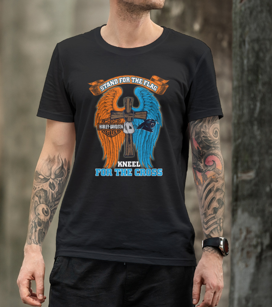 Stand For The Flag Kneel For The Cross Harley Davidson Carolina Panthers T-Shirt