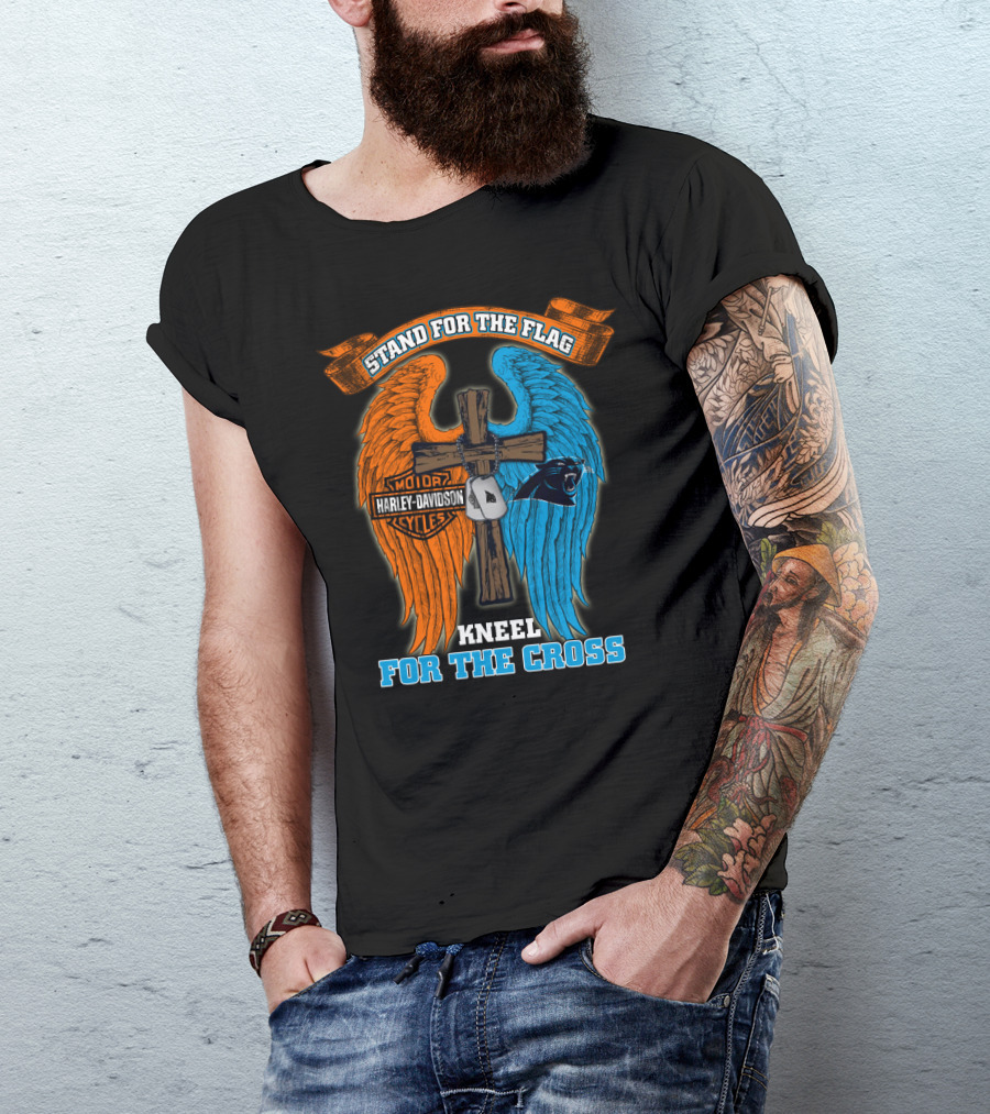 Stand For The Flag Kneel For The Cross Harley Davidson Carolina Panthers T-Shirt