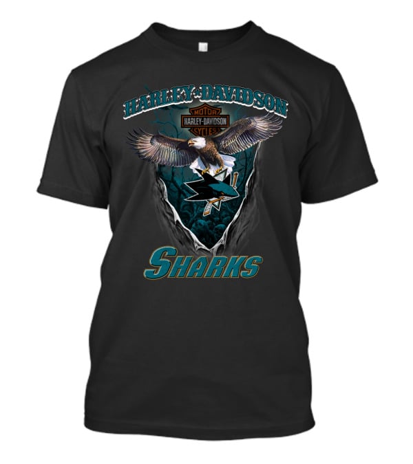 Harley Davidson San Jose Sharks Motor Cycles Eagle T-Shirt