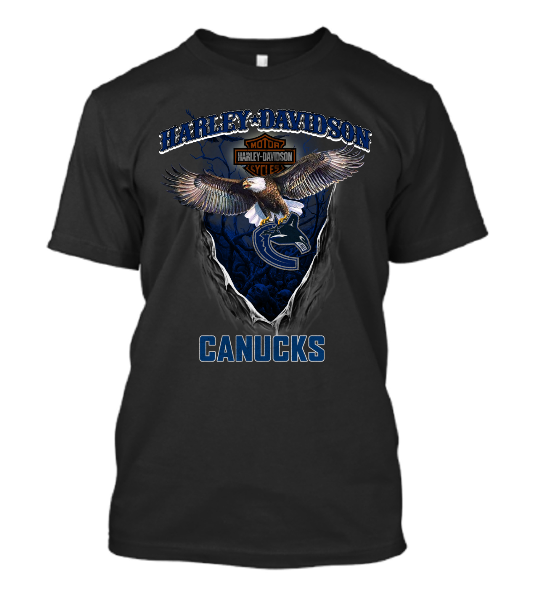 Harley Davidson Motorcycle Vancouver Canucks Eagle T-Shirt