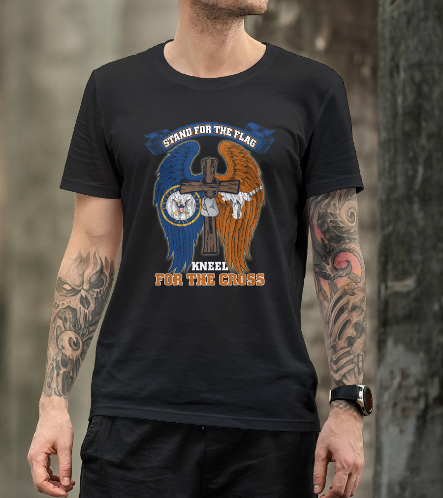 Stand For The Flag Kneel For The Cross Us Navy Texas Longhorns T-Shirt