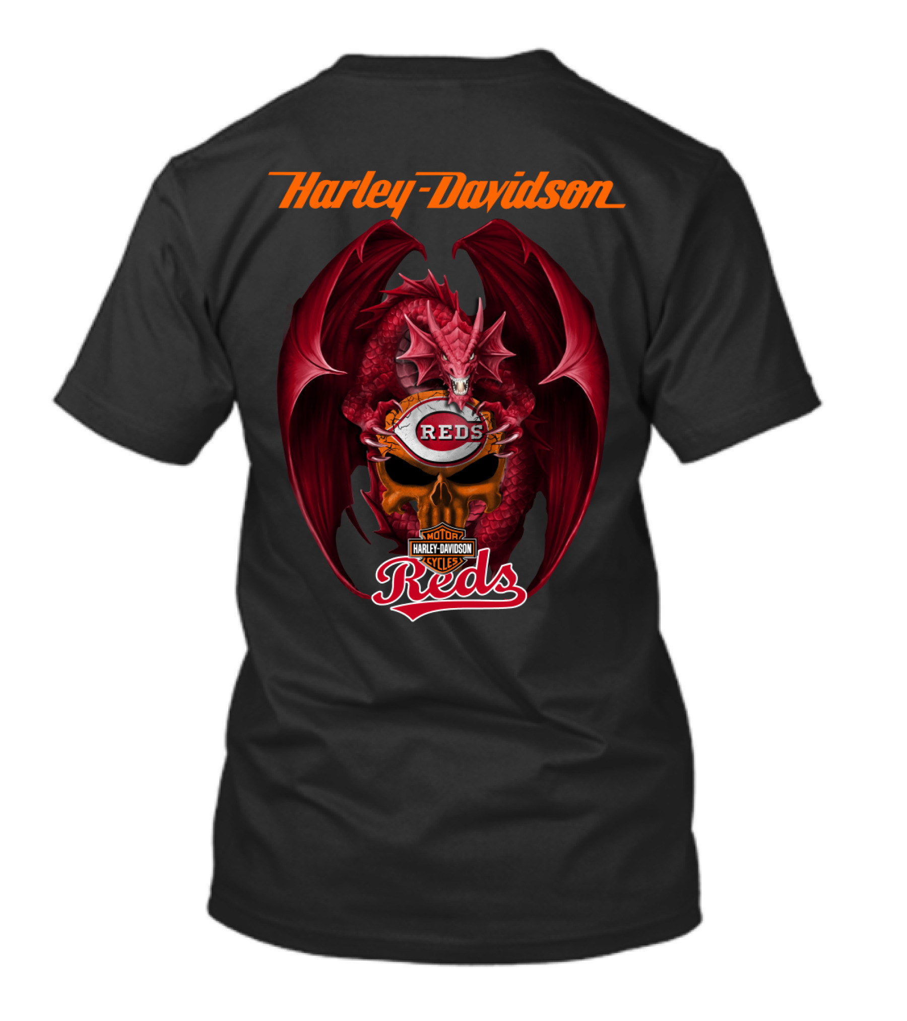 Harley Davidson Motor Cycles Reds Dragon Cincinnati Reds T-Shirt