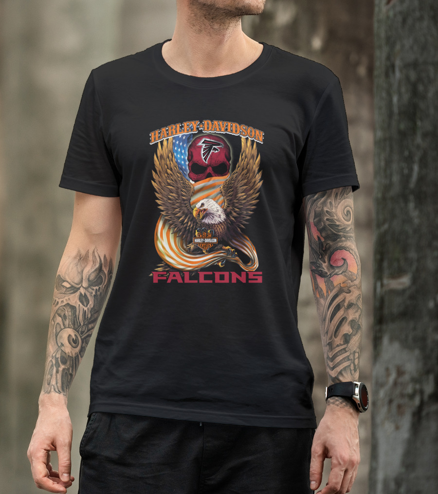 Harley Davidson Atlanta Falcons Cycles American Eagle T-Shirt