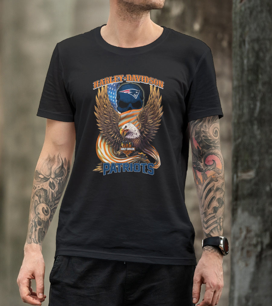 Harley Davidson Cycles New England Patriots American Eagle T-Shirt