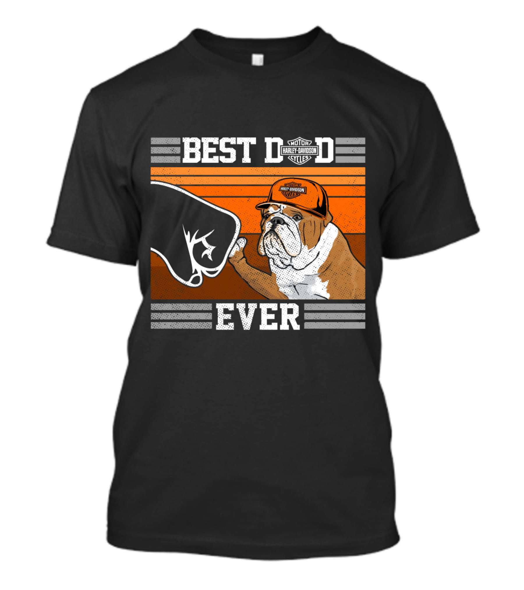 Best Dad Ever Bulldog Harley Davidson Motorcycles T-Shirt