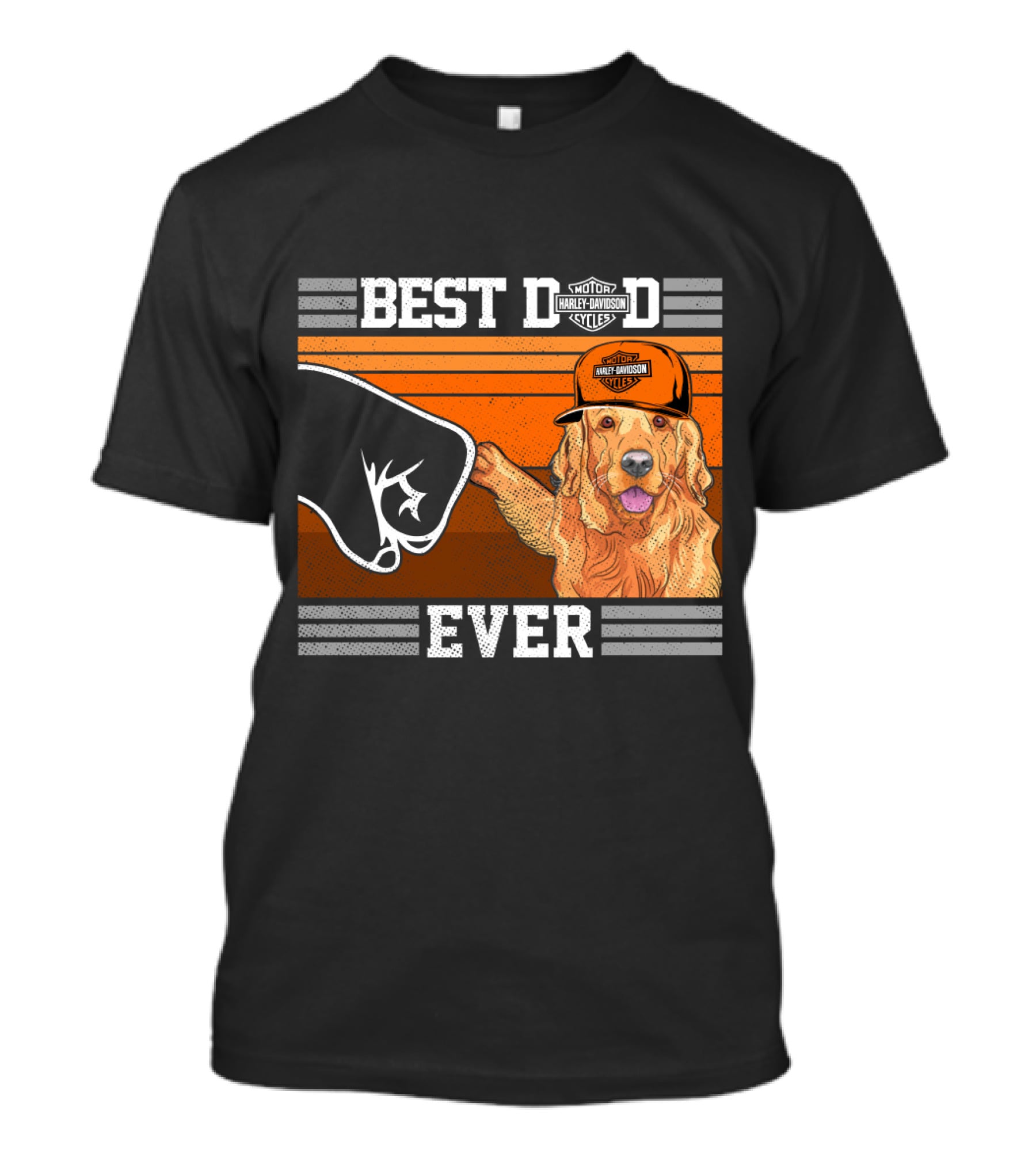 Best Dad Ever Motor Harley Davidson Cycles Golden Retriever Hat Fist Bump T-Shirt