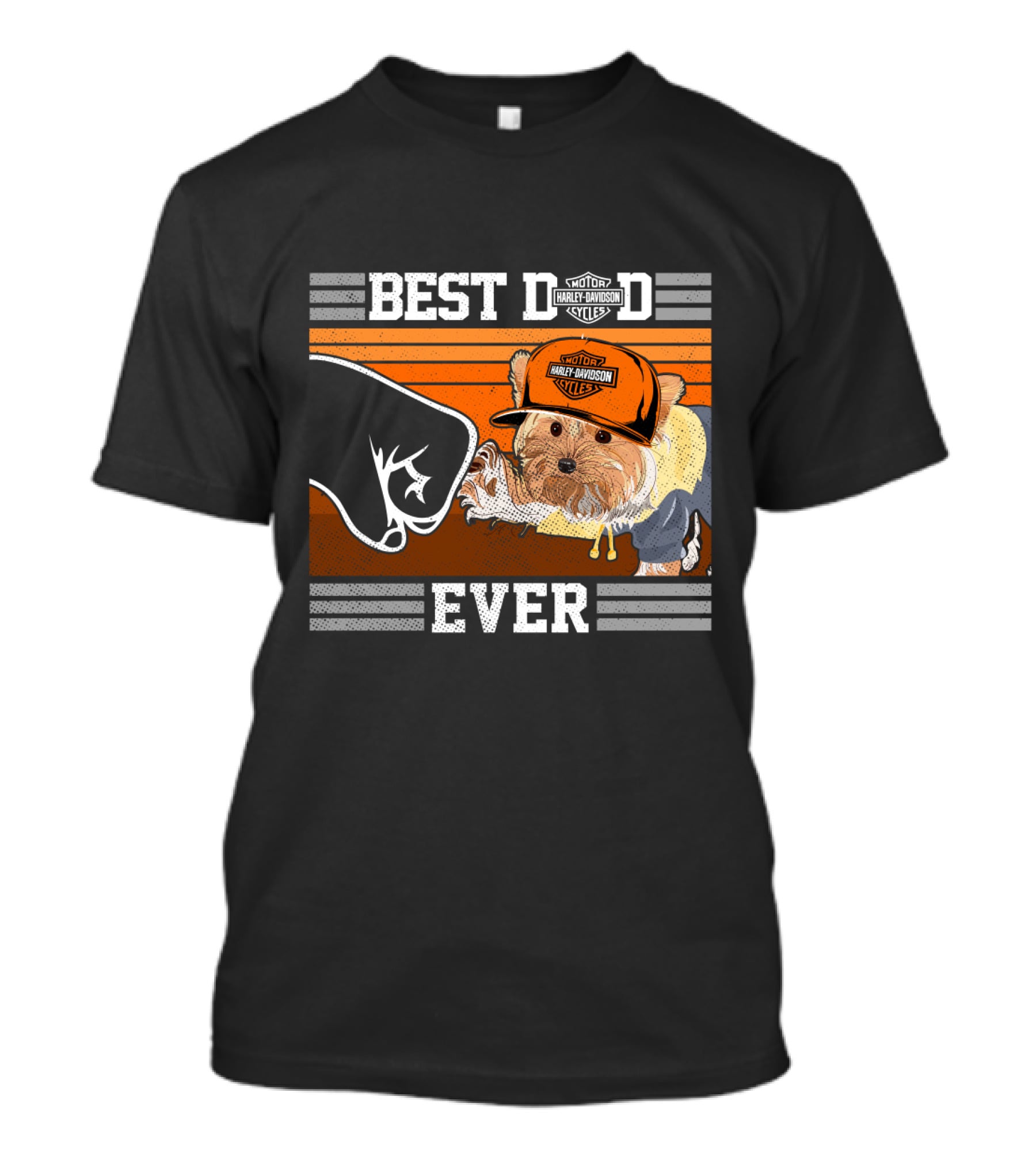 Best Dad Ever Motor Harley Davidson Cycles Yorkshire Terrier T-Shirt
