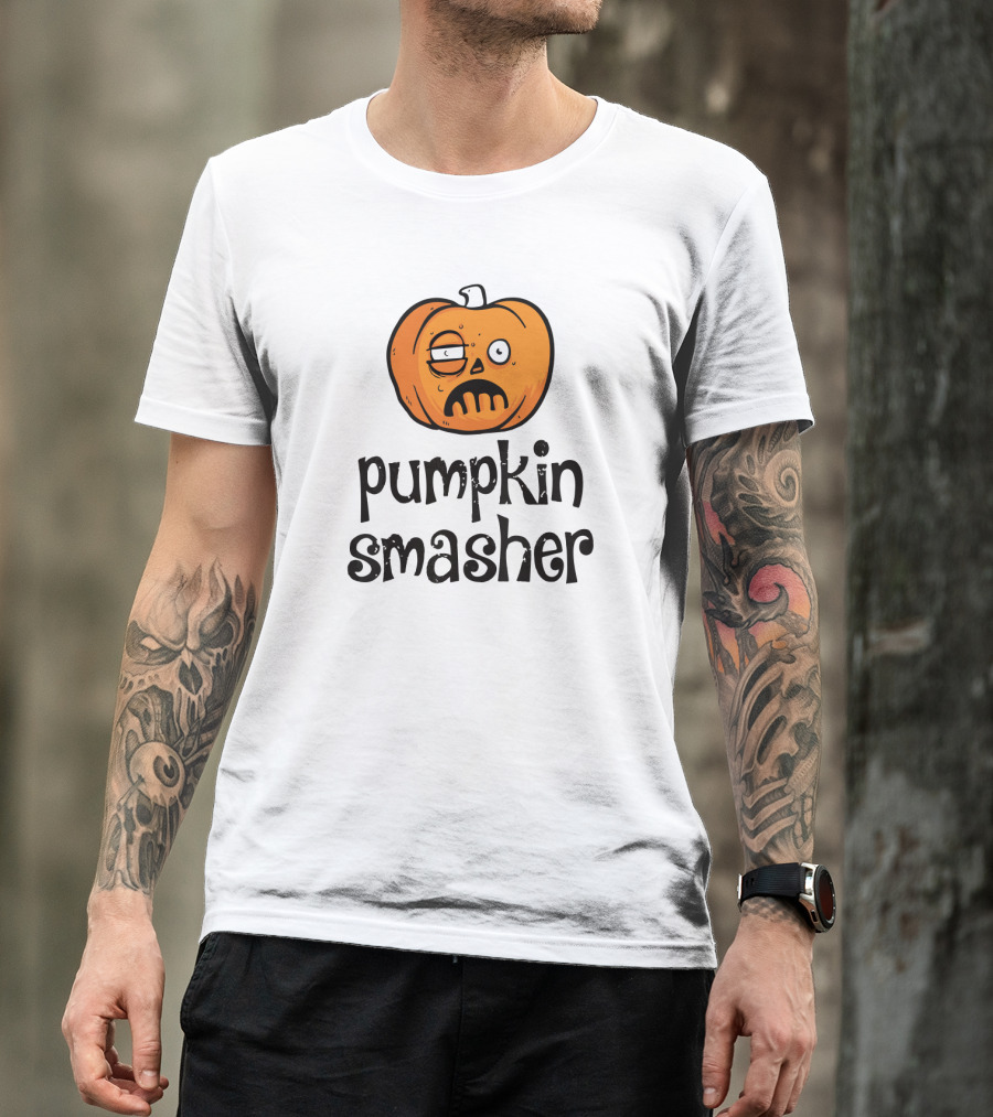 Pumpkin Smasher Funny Jack-O'-Lantern Face T-Shirt