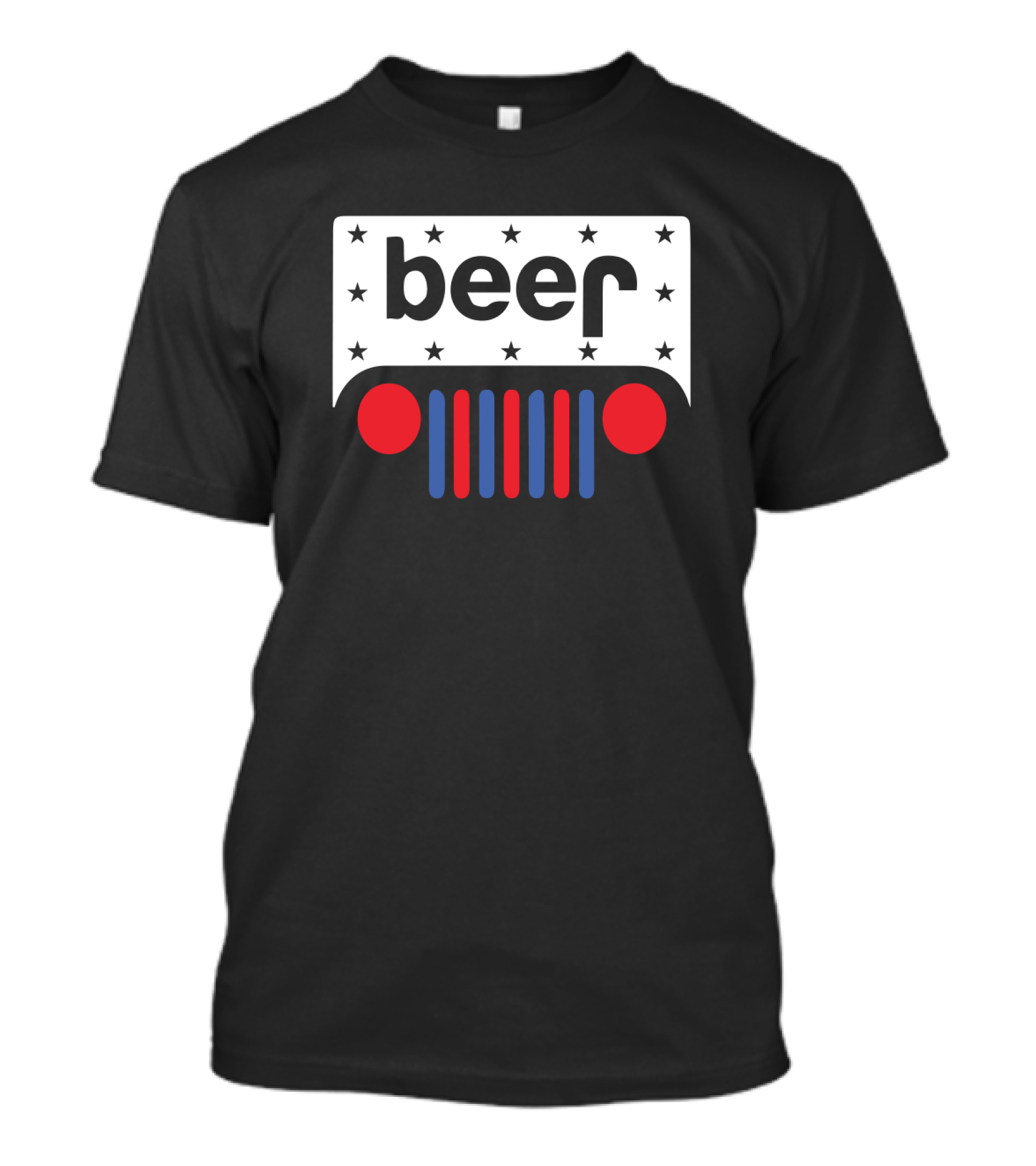 Beer Jeep Grill Stars Red Blue Dots T-Shirt