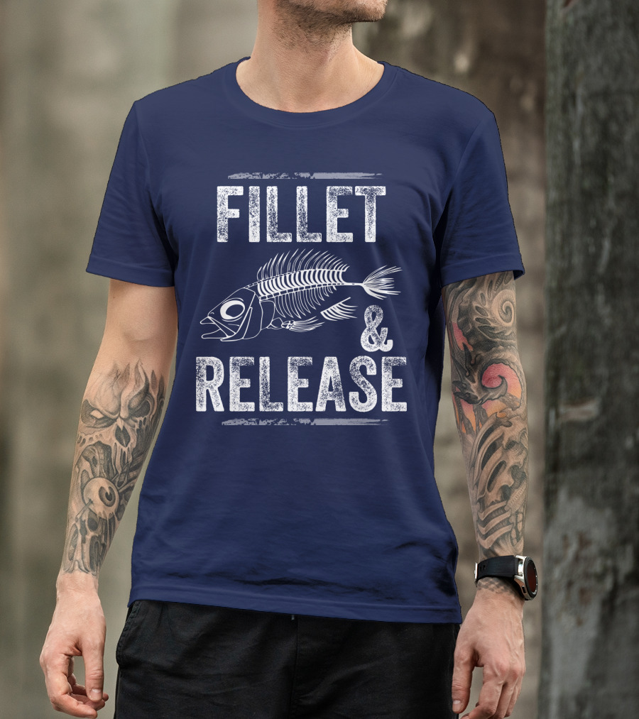 FILLET And RELEASE FISHING BONE SKELETON T-Shirt