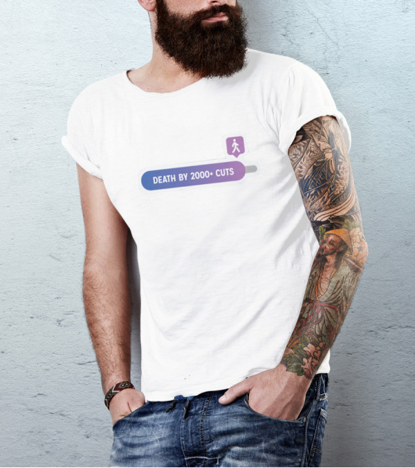 Death By 2000+ Cuts Walking Symbol Purple Gradient T-Shirt
