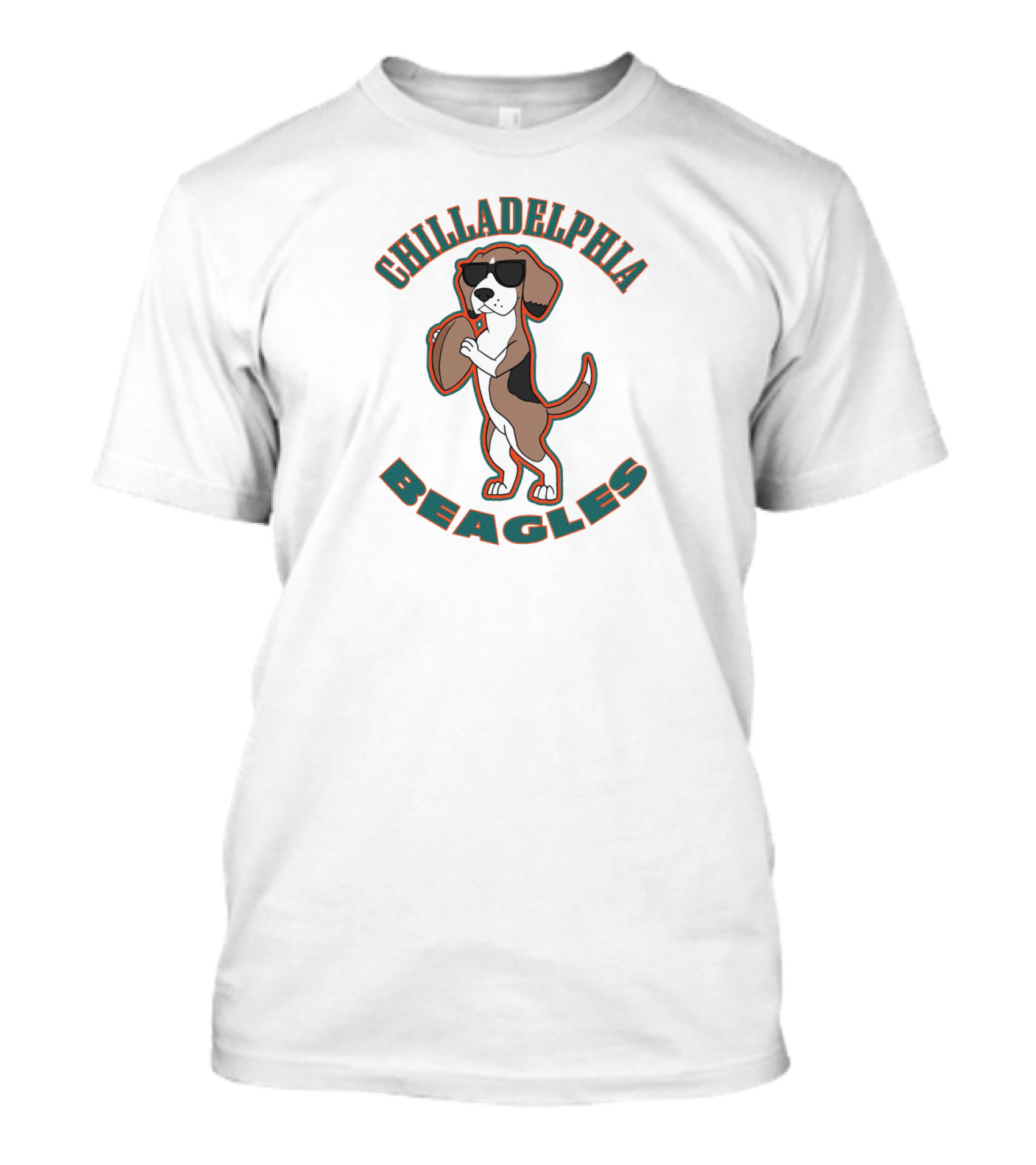 Chilladelphia Beagles Dog Holding Football Wearing Sunglasses T-Shirt