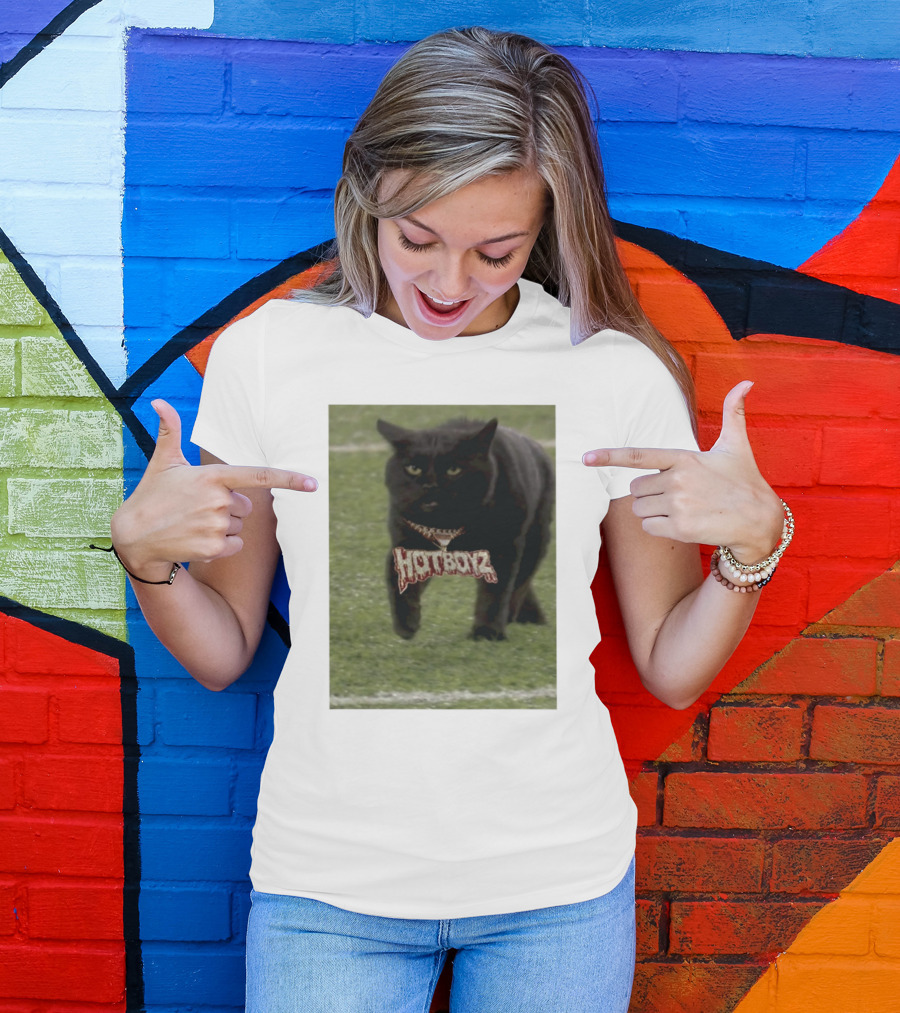 Hot Boyz Black Cat On Football Field T-Shirt