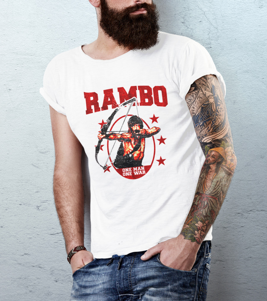 Rambo One Man One War Sylvester Stallone Bow Six Stars T-Shirt