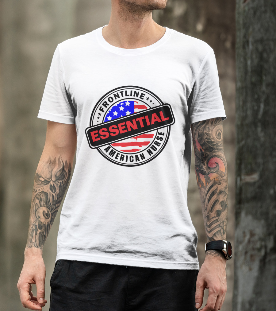 Frontline Essential American Nurse Hero USA Flag T-Shirt