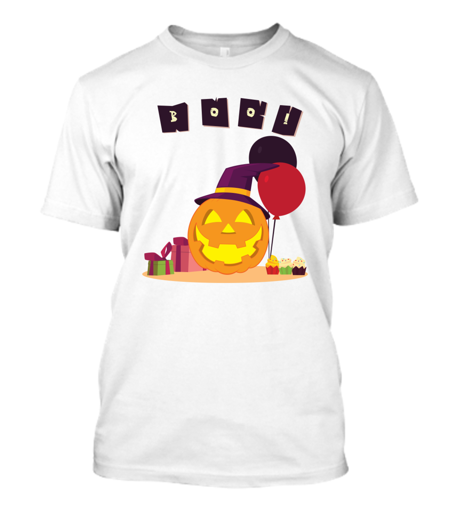 Boo Pumpkin Party With Witch Hat, Balloons, And Gifts T-Shirt