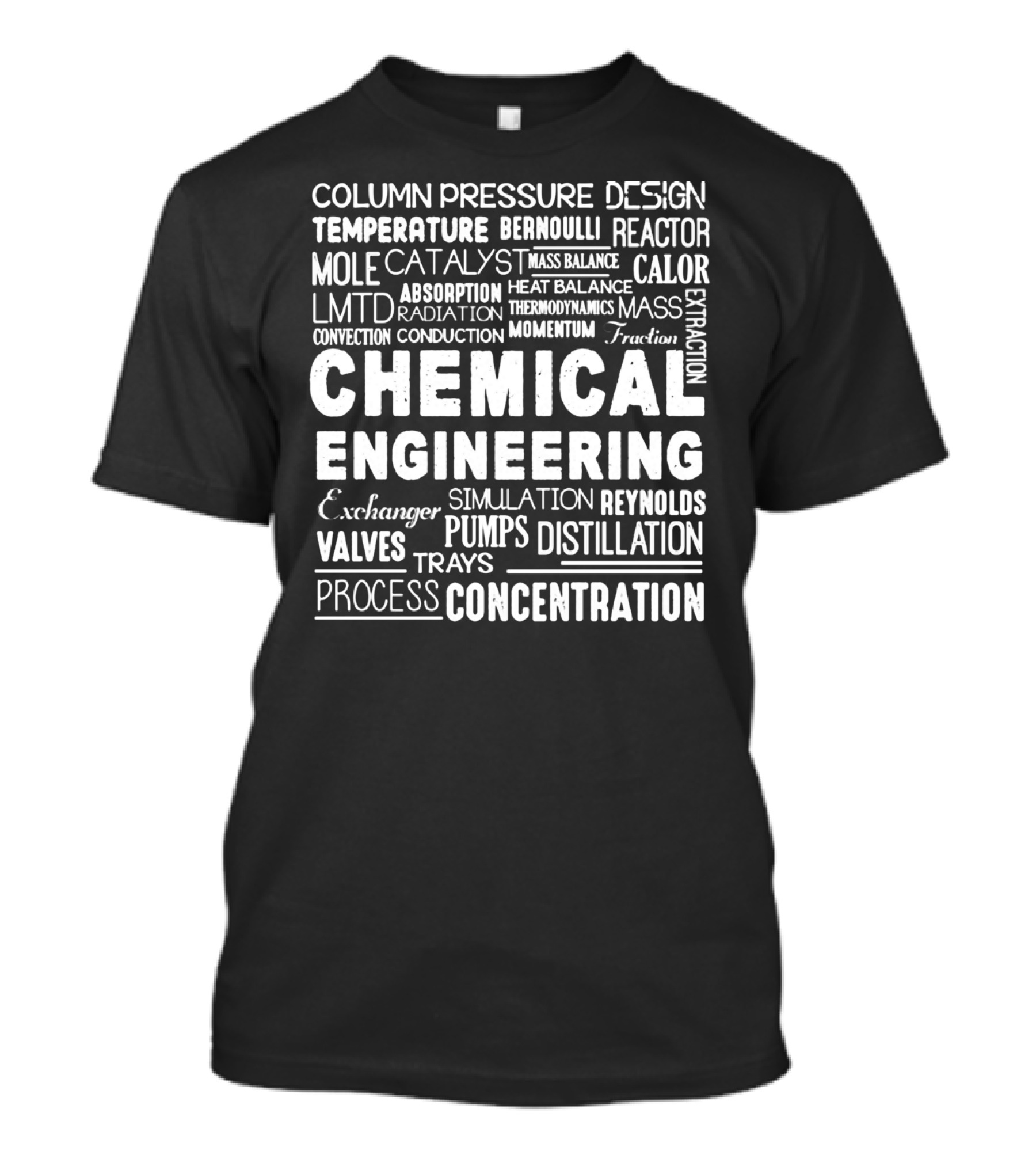Column Pressure Temperature Reactor Mole Catalyst Absorption Radiation Convection Conduction Chemical Engineering Simulation Distillation Process Concentration T-Shirt