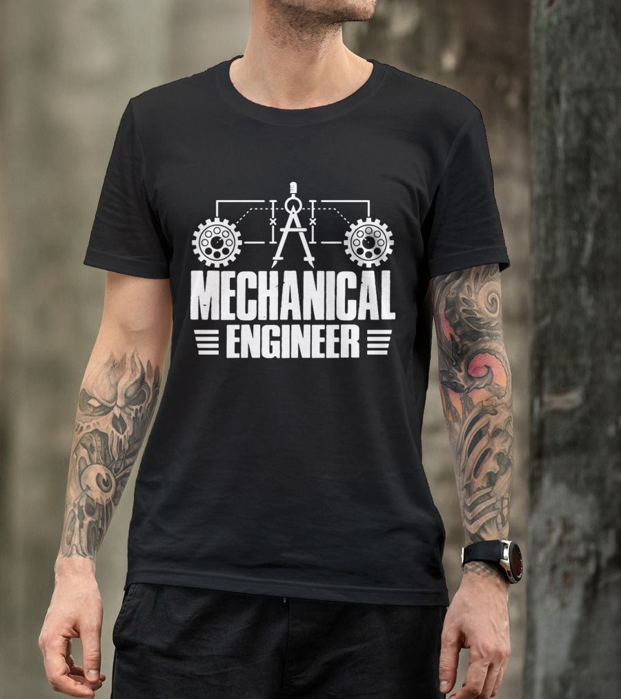 Mechanical Engineer Gears And Compass T-Shirt
