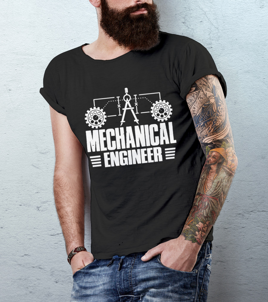 Mechanical Engineer Gears And Compass T-Shirt