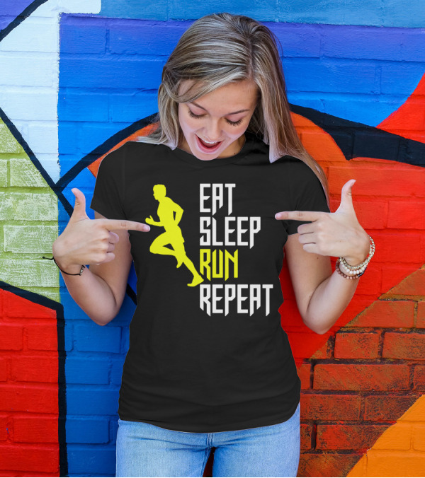 Eat Sleep Run Repeat Funny Jogging Joke T-Shirt