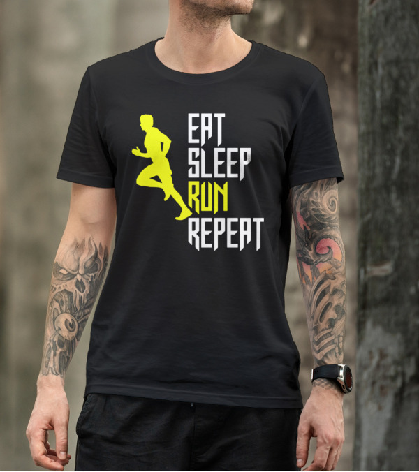 Eat Sleep Run Repeat Funny Jogging Joke T-Shirt