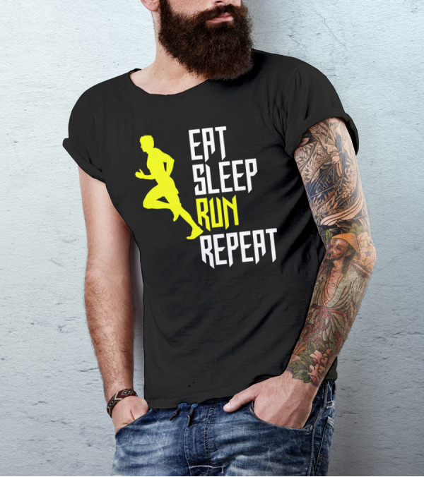 Eat Sleep Run Repeat Funny Jogging Joke T-Shirt