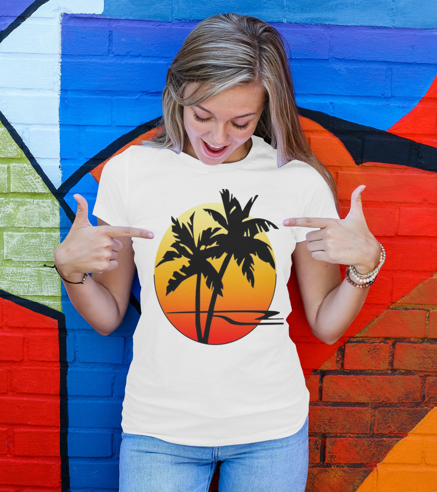 Palm Trees Sunset Summer Holiday Vibes T-Shirt