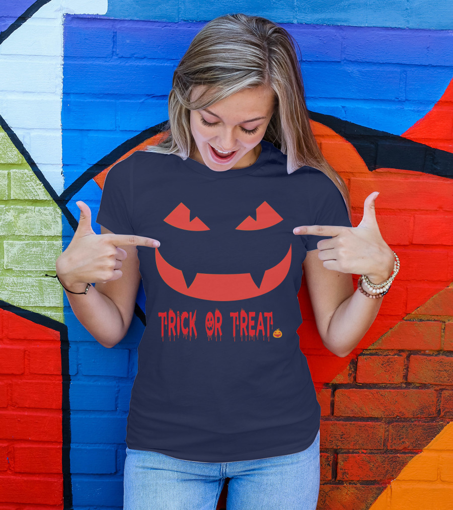 HALLOWEEN Trick Or Treat Jack-o'-Lantern Face T-Shirt