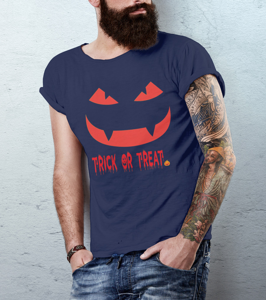 HALLOWEEN Trick Or Treat Jack-o'-Lantern Face T-Shirt