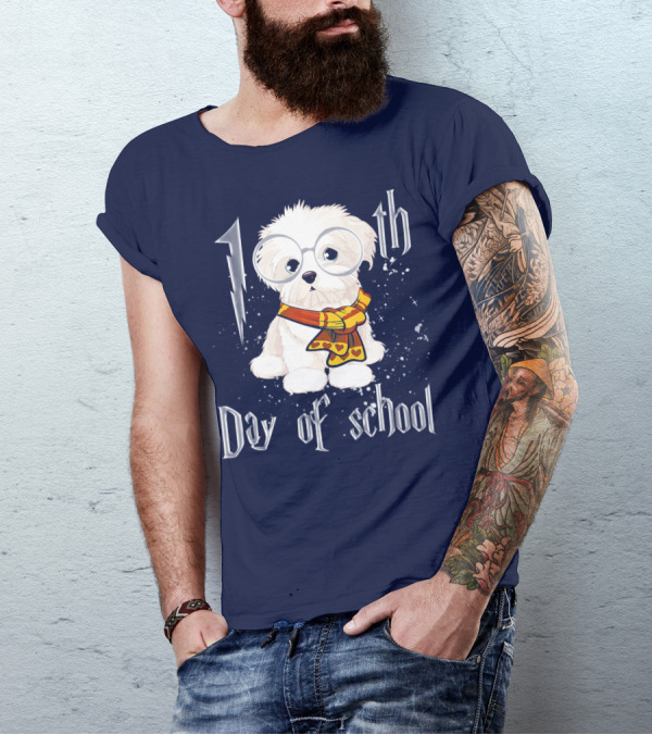 100th Day Of School Maltese Dog With Glasses And Scarf T-Shirt
