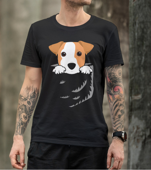 Adorable Jack Russell Terrier In Pocket Looking Out T-Shirt