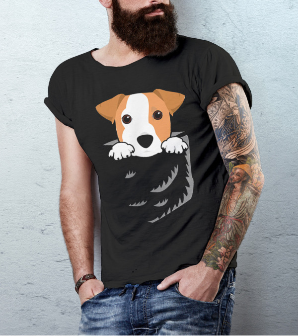 Adorable Jack Russell Terrier In Pocket Looking Out T-Shirt