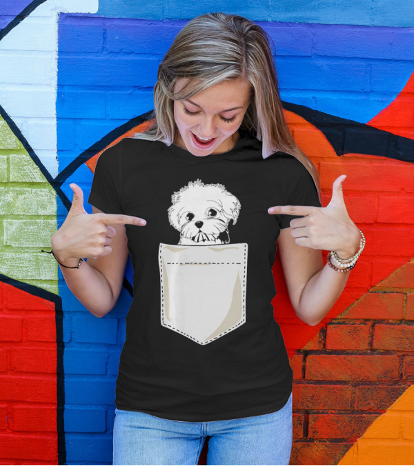 Best For Christmas Maltese Dog In Pocket T-Shirt