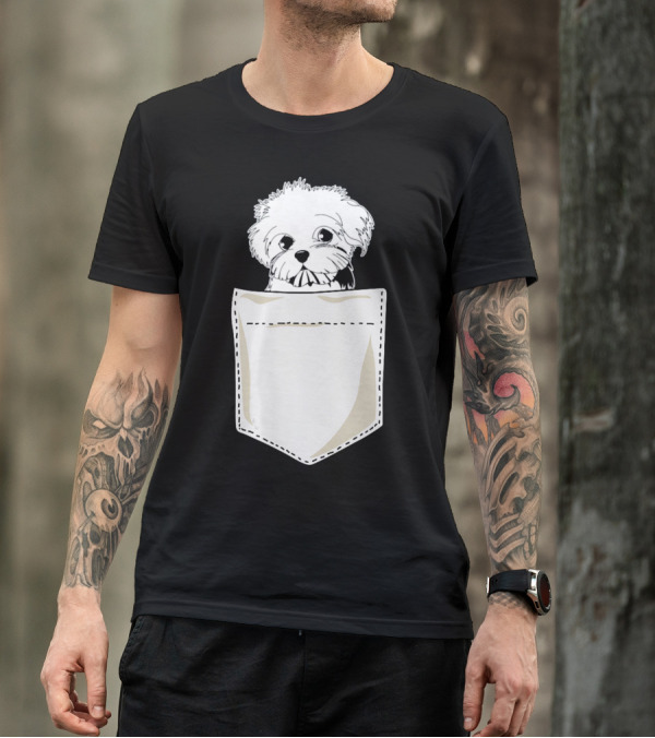 Best For Christmas Maltese Dog In Pocket T-Shirt